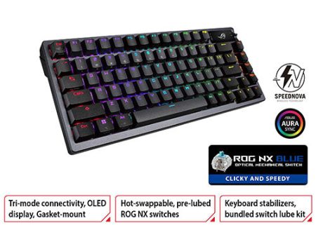 Asus ROG Azoth NX Blue Custom Hot-swappable Wireless Mechanical Gaming Keyboard M701 Online Hot Sale