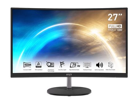 MSI Pro MP271CA Curved  - 27  VA 75Hz FHD 1500R  1ms MSI Anti-Flicker Technology Business Productivity Monitor Online Hot Sale