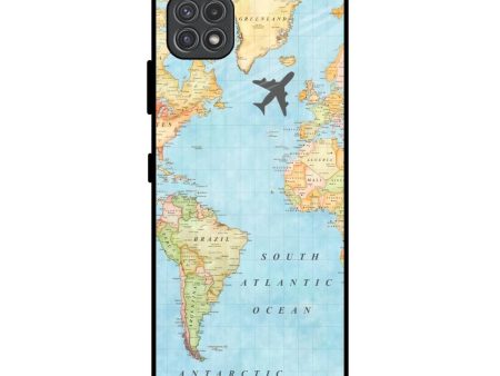 Travel Map Glass Case for Samsung Galaxy F42 5G Fashion