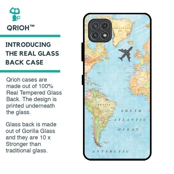 Travel Map Glass Case for Samsung Galaxy F42 5G Fashion